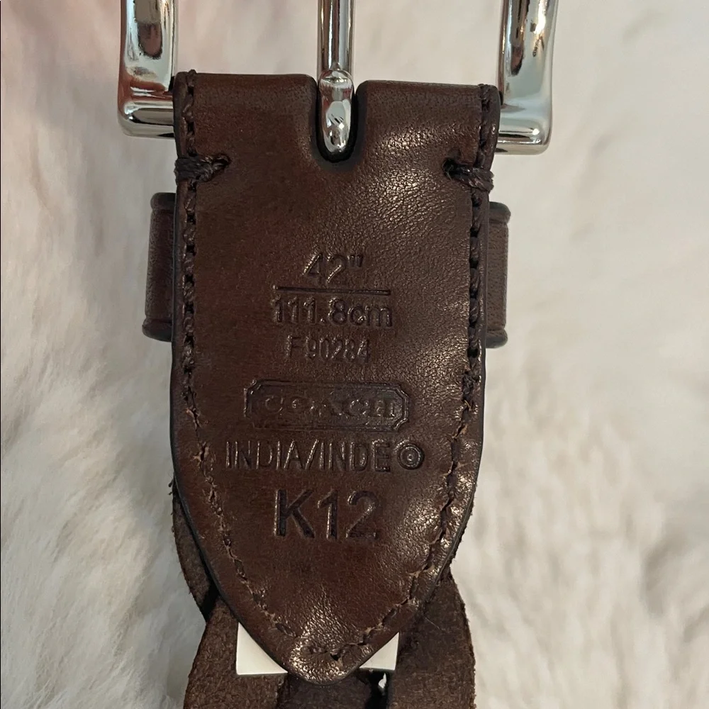 Coach Dark Brown Braided Leather Belt